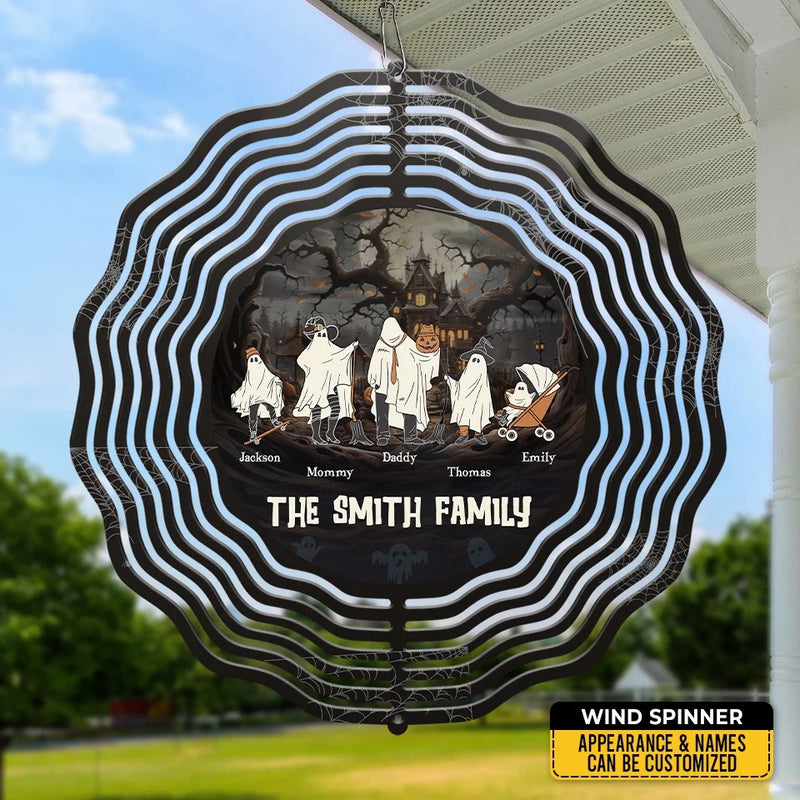 Ghosts And Goblins Come To Play On Halloween - Family Personalized Custom Wind Spinner - Halloween Gift For Family Members