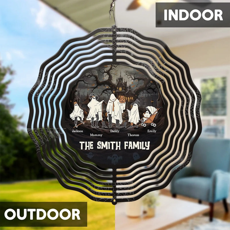 Ghosts And Goblins Come To Play On Halloween - Family Personalized Custom Wind Spinner - Halloween Gift For Family Members