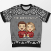 Family Is The Heart Of Christmas - Family Personalized Custom All Over Print Adult Short Sleeve Sweater - Christmas Gift For Family Members