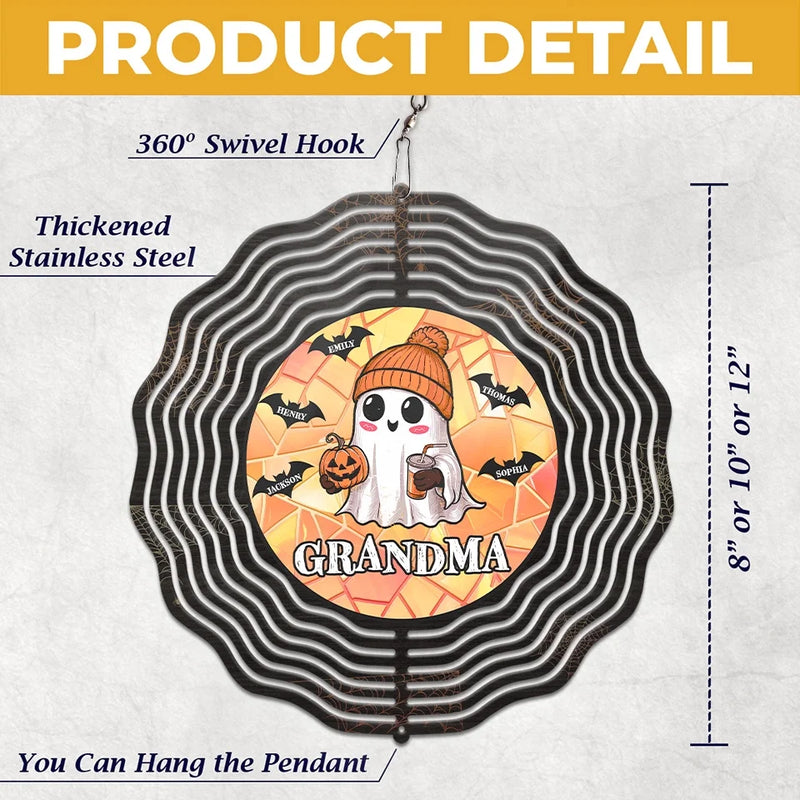 Too Much Of A Cutie To Be Spooky - Family Personalized Custom Wind Spinner - Halloween Gift For Mom, Grandma
