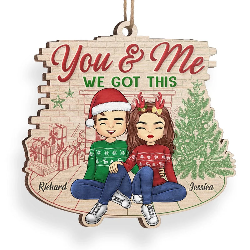 Santa Brought Me A Christmas Angel, And It Was You - Couple Personalized Custom Ornament - Wood Custom Shaped - Christmas Gift For Husband Wife, Anniversary