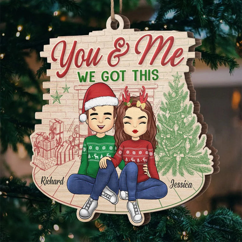 Santa Brought Me A Christmas Angel, And It Was You - Couple Personalized Custom Ornament - Wood Custom Shaped - Christmas Gift For Husband Wife, Anniversary