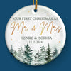 First Christmas Married - Couple Personalized Custom Ornament - Ceramic Round Shaped - Christmas Gift For Husband Wife, Anniversary, First Christmas