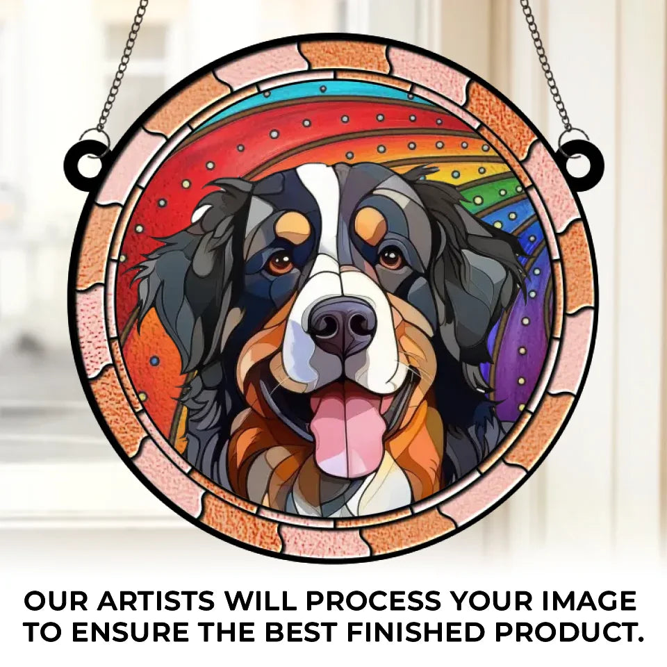 Custom Photo A Guardian Angel With A Wagging Tail - Memorial Personalized Window Hanging Suncatcher - Sympathy Gift For Pet Owners, Pet Lovers