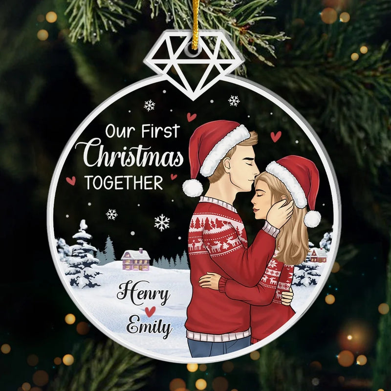 Our First Christmas, The Start Of Forever - Couple Personalized Custom Ornament - Acrylic Custom Shaped - Christmas Gift For Husband Wife, Anniversary, First Christmas