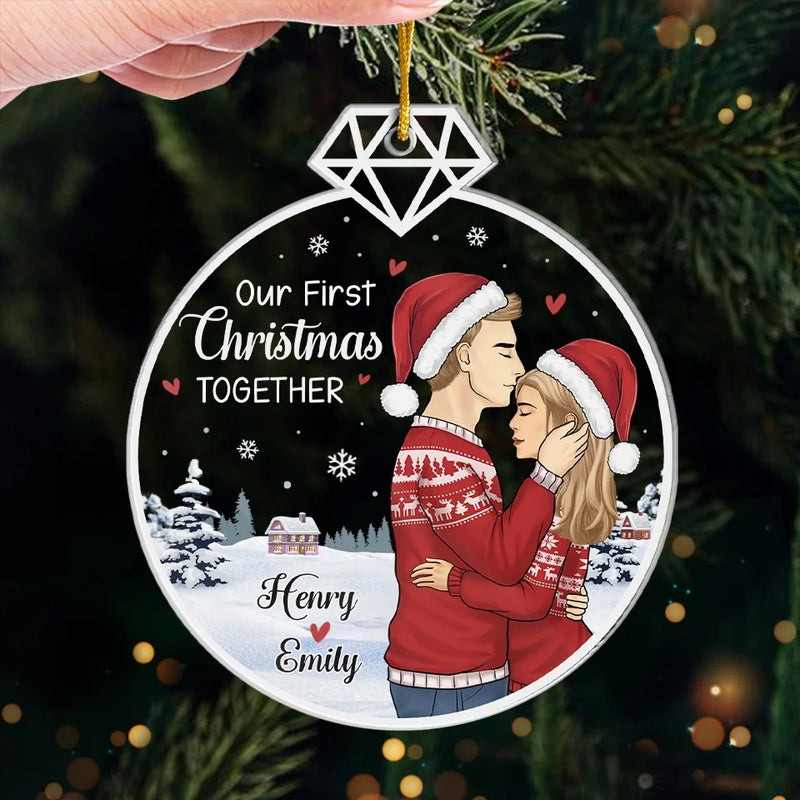 Our First Christmas, The Start Of Forever - Couple Personalized Custom Ornament - Acrylic Custom Shaped - Christmas Gift For Husband Wife, Anniversary, First Christmas