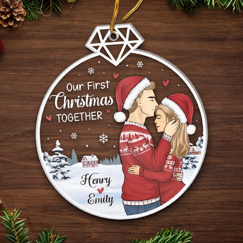 Our First Christmas, The Start Of Forever - Couple Personalized Custom Ornament - Acrylic Custom Shaped - Christmas Gift For Husband Wife, Anniversary, First Christmas