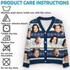 Custom Photo The Family Is The Link That Binds Us Together - Family Personalized Custom Ugly Christmas Cardigan - Christmas Gift For Family Members