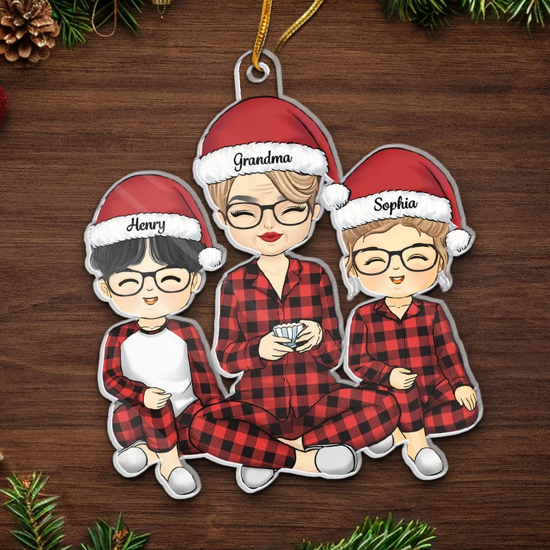 All I Want For Christmas Is To Be With My Family - Family Personalized Custom Ornament - Acrylic Custom Shaped - Christmas Gift For Grandma