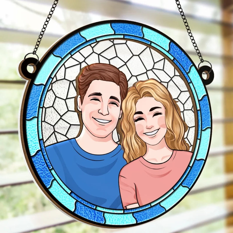 You Had Me At Hello - Couple Personalized Window Hanging Suncatcher Ornament - Christmas Gift For Husband Wife, Anniversary