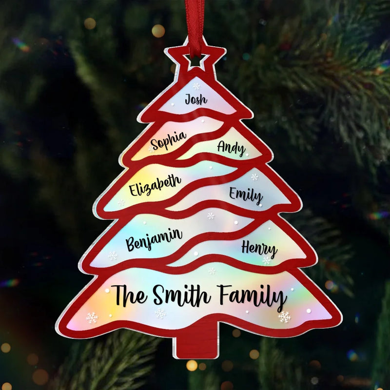 Family Brings Warmth To Christmas - Family Personalized Custom Hologram Ornament - Christmas Gift For Family Members