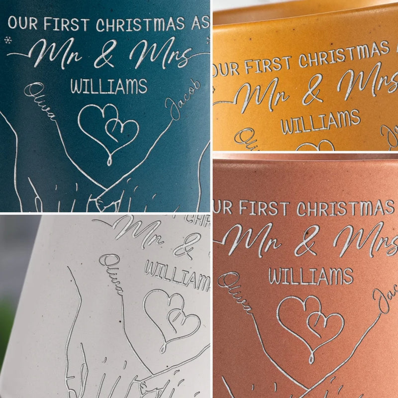 Our First Christmas - Couple Personalized Custom Pottery Mug - Christmas Gift For Husband Wife, Anniversary, First Christmas