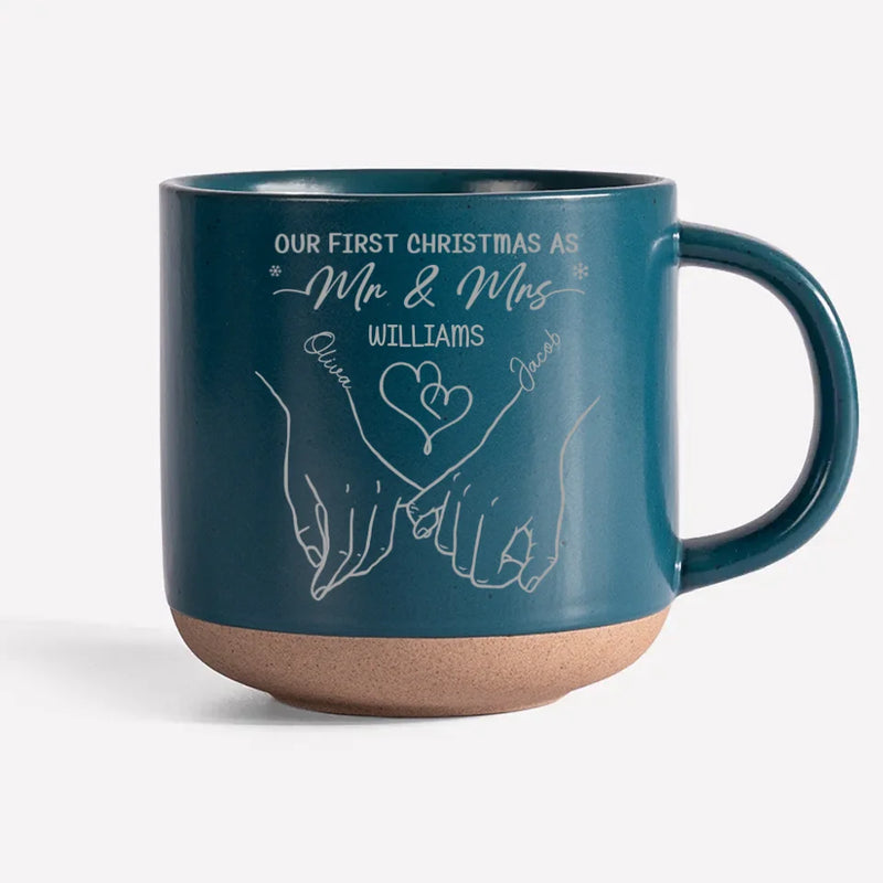 Our First Christmas - Couple Personalized Custom Pottery Mug - Christmas Gift For Husband Wife, Anniversary, First Christmas