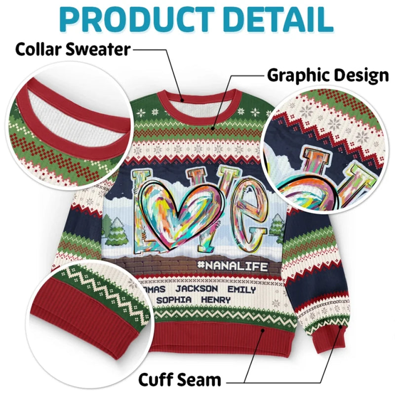 A Day With Grandma Is A Day Well Spent - Family Personalized Custom Ugly Sweatshirt - Unisex Wool Jumper - Christmas Gift For Grandma