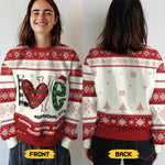 Warm Sweaters And Grandma's Love Make The Perfect Pair - Family Personalized Custom Ugly Sweatshirt - Unisex Wool Jumper - Christmas Gift For Grandma