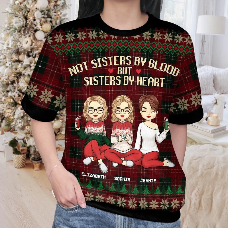 There Is No Greater Gift Than Friendship - Bestie Personalized Custom All Over Print Adult Short Sleeve Sweater - Christmas Gift For Best Friends, BFF, Sisters