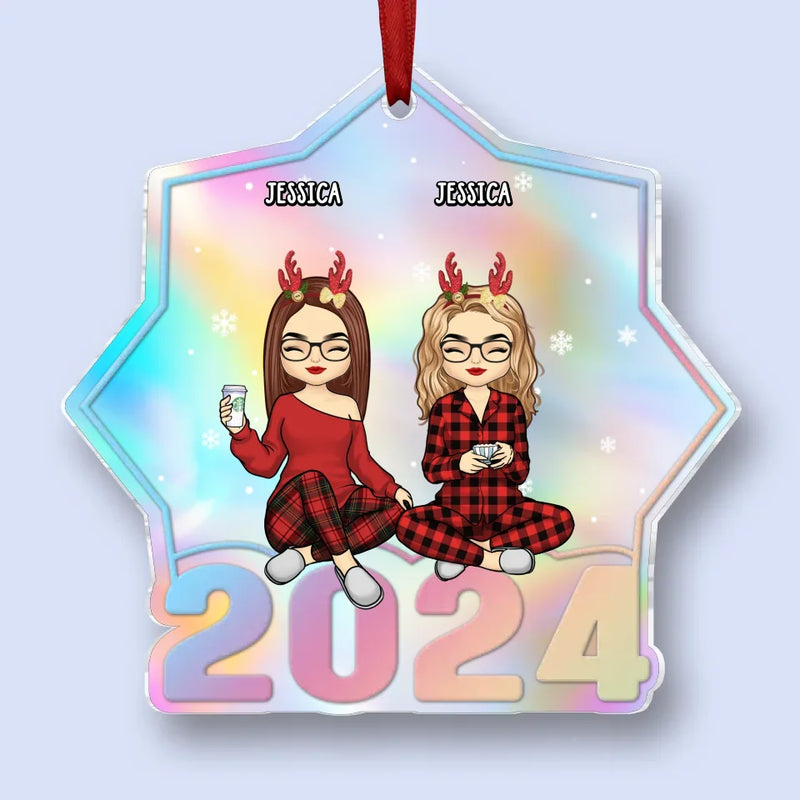 Home Is Where Family Gathers For Christmas - Family Personalized Custom Hologram Ornament - Christmas Gift For Family Members