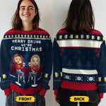 Merry And Bright With My Bestie By My Side - Bestie Personalized Custom Ugly Sweatshirt - Unisex Wool Jumper - Christmas Gift For Best Friends, BFF, Sisters