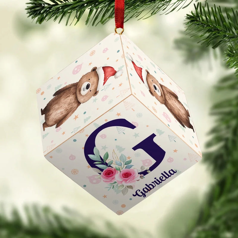 Love Grows Best In A Family - Family Personalized Custom Wooden Cube Ornament - Christmas Gift For Baby Kids, Newborn Baby, First Christmas