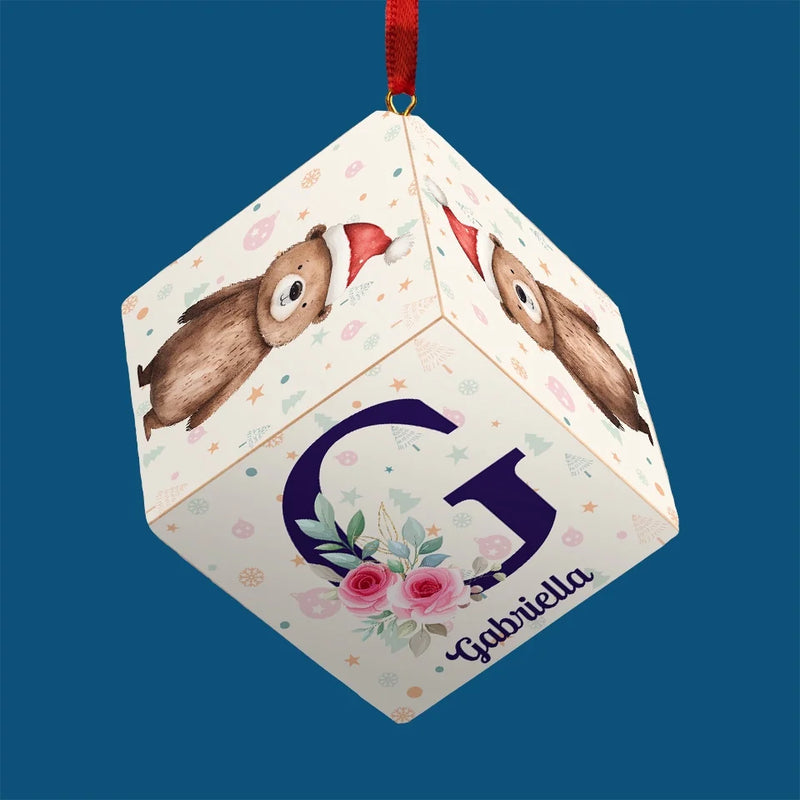 Love Grows Best In A Family - Family Personalized Custom Wooden Cube Ornament - Christmas Gift For Baby Kids, Newborn Baby, First Christmas
