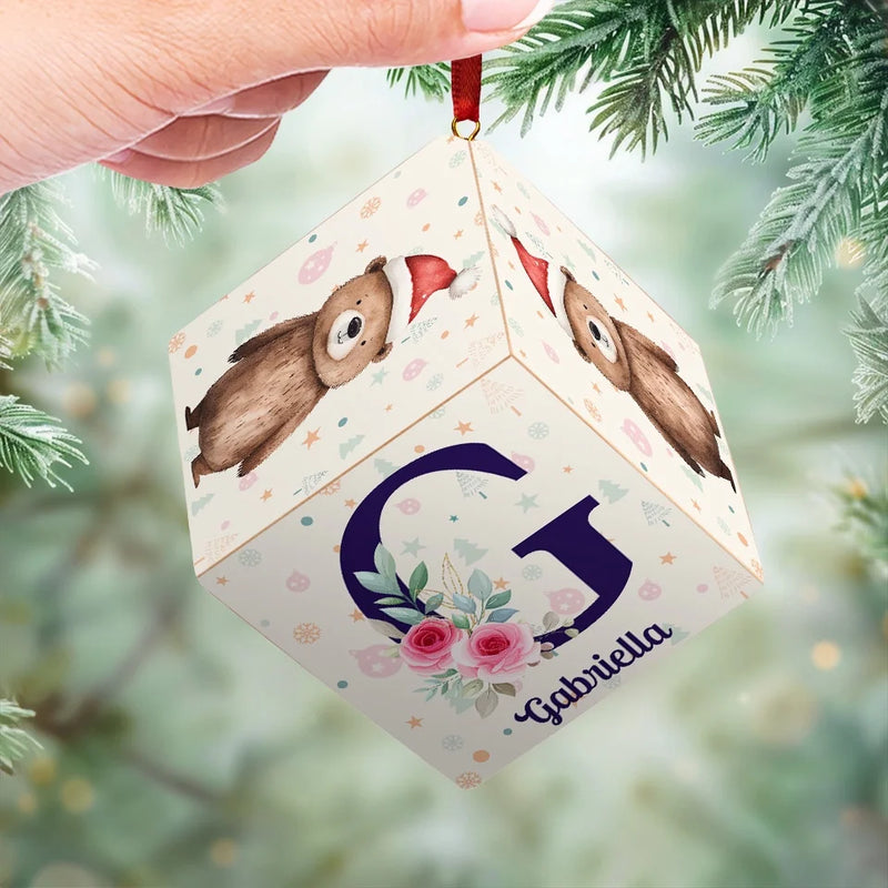 Love Grows Best In A Family - Family Personalized Custom Wooden Cube Ornament - Christmas Gift For Baby Kids, Newborn Baby, First Christmas