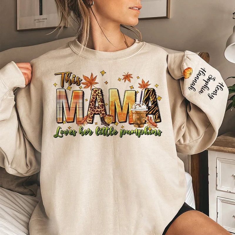 Laughter Fills The Home Where Family Gather - Family Personalized Custom Unisex Sweatshirt With Design On Sleeve - Autumn Fall Gift For Mom, Grandma