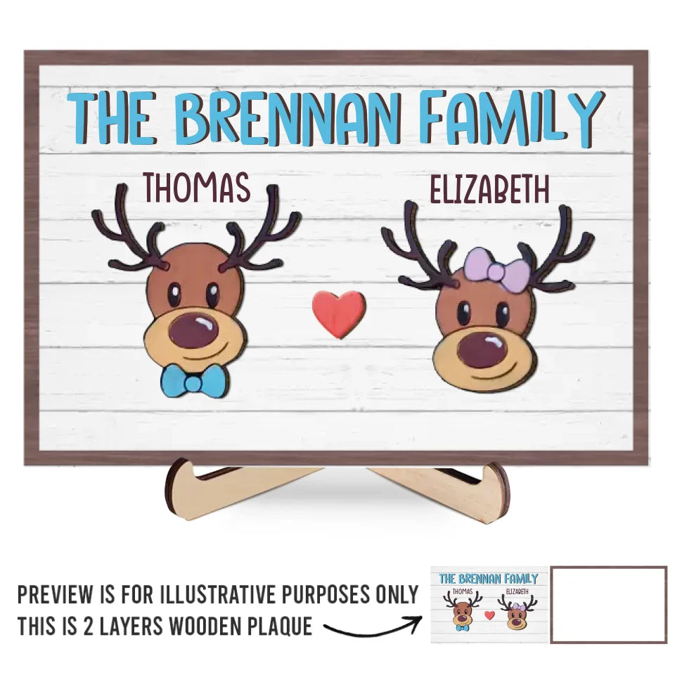 Jingle All The Way With My Reindeer Squad - Family Personalized Custom 2-Layered Wooden Plaque With Stand - Christmas Gift For Family Members