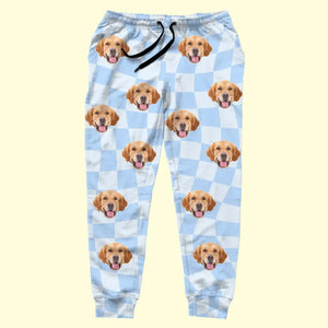 Photo personnalisée : Noël est encore meilleur avec un nez mouillé et une queue qui remue - Pantalon de survêtement unisexe personnalisé pour chien et chat - Cadeau de Noël pour propriétaires et amoureux des animaux