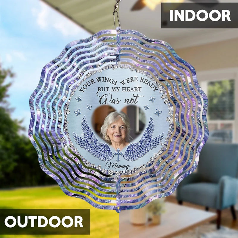 Custom Photo Forever Missed, But Always Here - Memorial Personalized Custom Wind Spinner - Sympathy Gift For Family Members