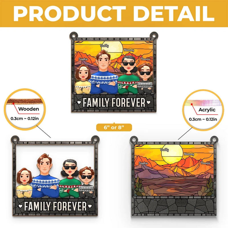 Family Forever - Family Personalized Window Hanging Suncatcher Ornament - Christmas Gift For Family Members