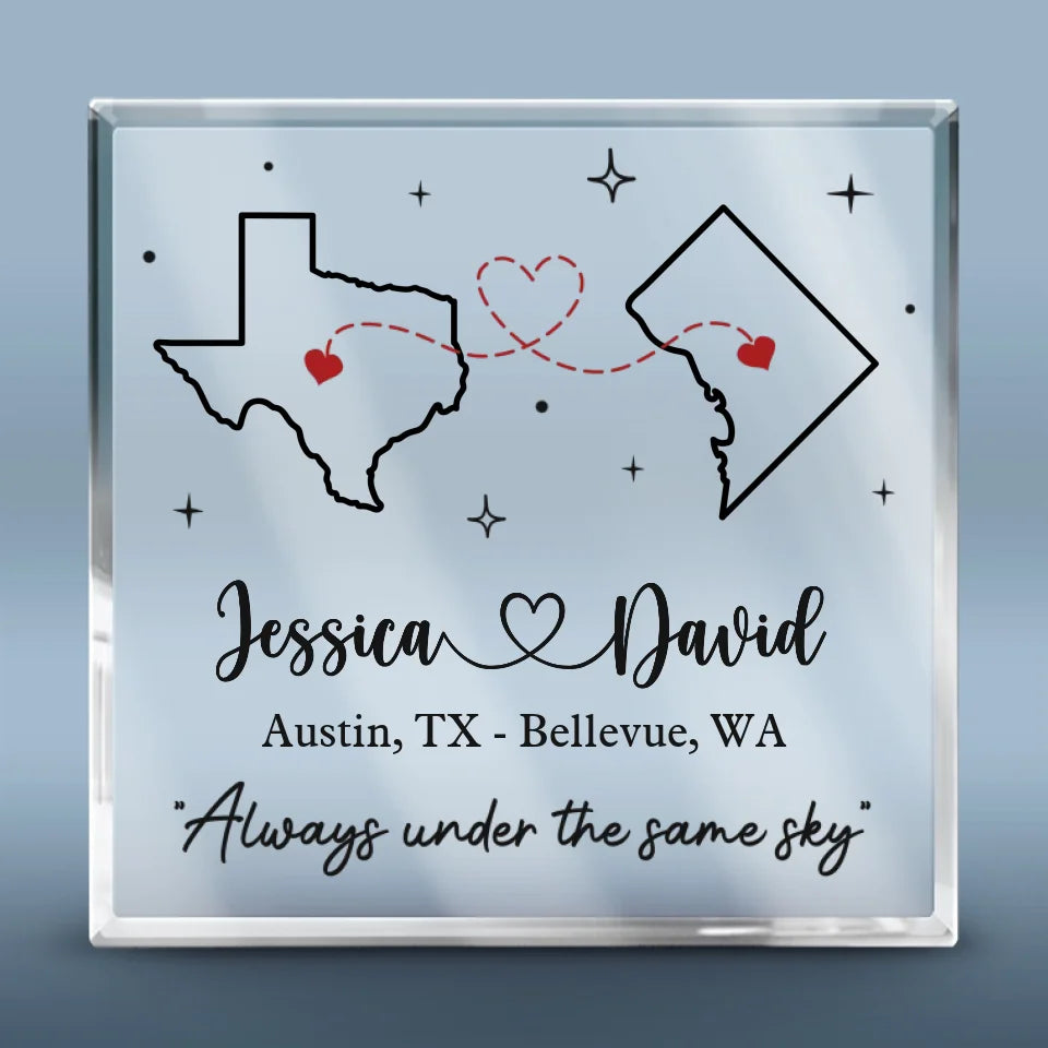 Always Under The Same Sky - Couple Personalized Custom Square Shaped Acrylic Plaque - Gift For Husband Wife, Anniversary