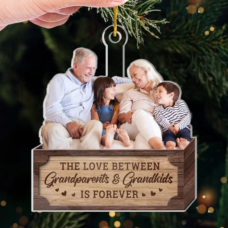 Custom Photo The Love Between Grandparents And Grandkids Is Forever - Family Personalized Custom Ornament - Acrylic Custom Shaped - Christmas Gift For Grandma, Grandpa