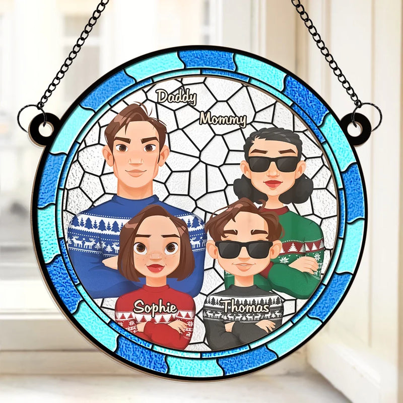 Together, We Celebrate The Magic Of The Season - Family Personalized Window Hanging Suncatcher Ornament - Christmas Gift For Family Members