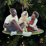 Custom Photo Peace And Joy To You This Christmastime - Couple Personalized Custom Ornament - Acrylic Custom Shaped - Christmas Gift For Husband Wife, Anniversary, Pet Owners, Pet Lovers