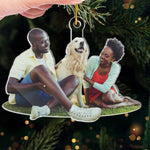 Custom Photo Peace And Joy To You This Christmastime - Couple Personalized Custom Ornament - Acrylic Custom Shaped - Christmas Gift For Husband Wife, Anniversary, Pet Owners, Pet Lovers