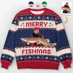 Custom Photo Unisex Ugly Sweatshirt - Personalized Christmas Birthday Gifts For Fisherman