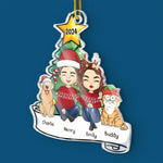 Christmas Is Merrier With Paws Under The Tree - Dog & Cat Personalized Custom Ornament - Acrylic Custom Shaped - Christmas Gift For Husband Wife, Anniversary, Pet Owners, Pet Lovers