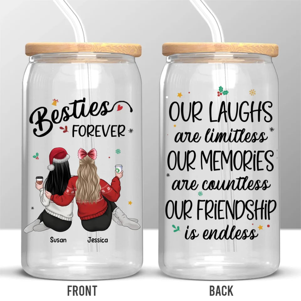 I Promise You Won't Have To Face Your Problems Alone - Bestie Personalized Custom Glass Cup, Iced Coffee Cup - Gift For Best Friends, BFF, Sisters