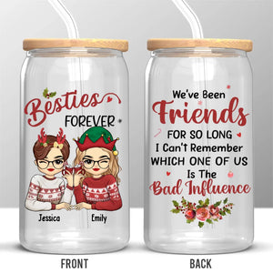 Life Is Easier With A Best Friend Like You By My Side - Bestie Personalized Custom Glass Cup, Iced Coffee Cup - Christmas Gift For Best Friends, BFF, Sisters
