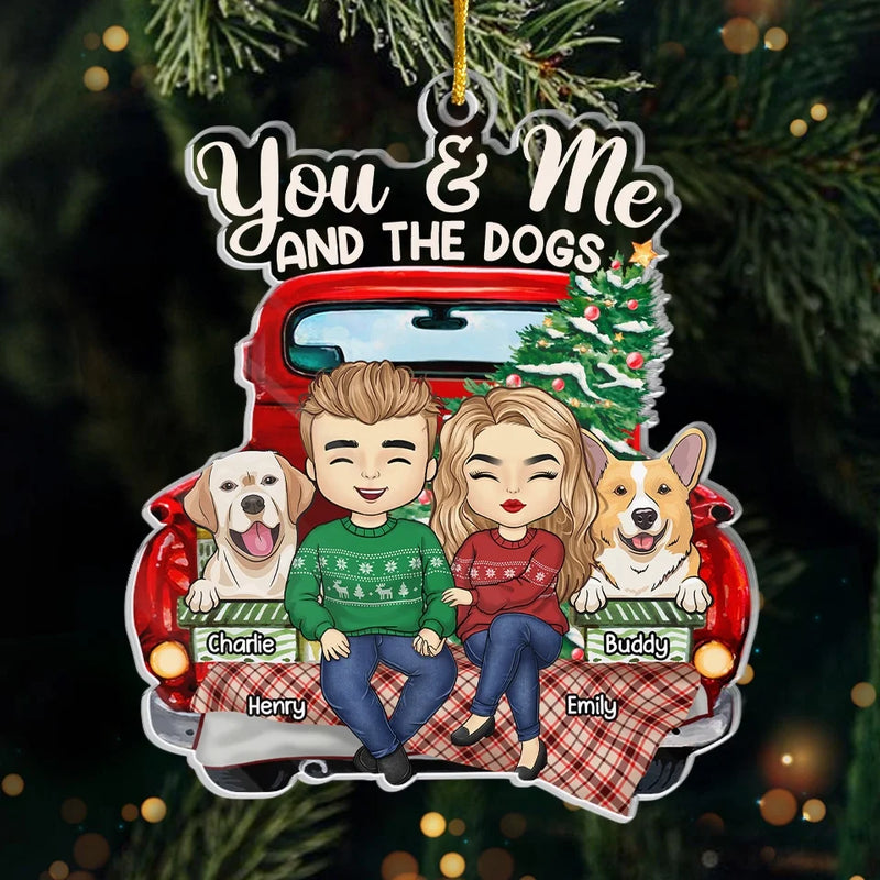 Furry Friends Bring The Best Holiday Vibes - Dog & Cat Personalized Custom Ornament - Acrylic Custom Shaped - Christmas Gift For Husband Wife, Anniversary, Pet Owners, Pet Lovers