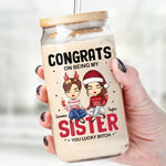 Every Problem Is Easier With A Friend Next To You - Bestie Personalized Custom Glass Cup, Iced Coffee Cup - Christmas Gift For Best Friends, BFF, Sisters