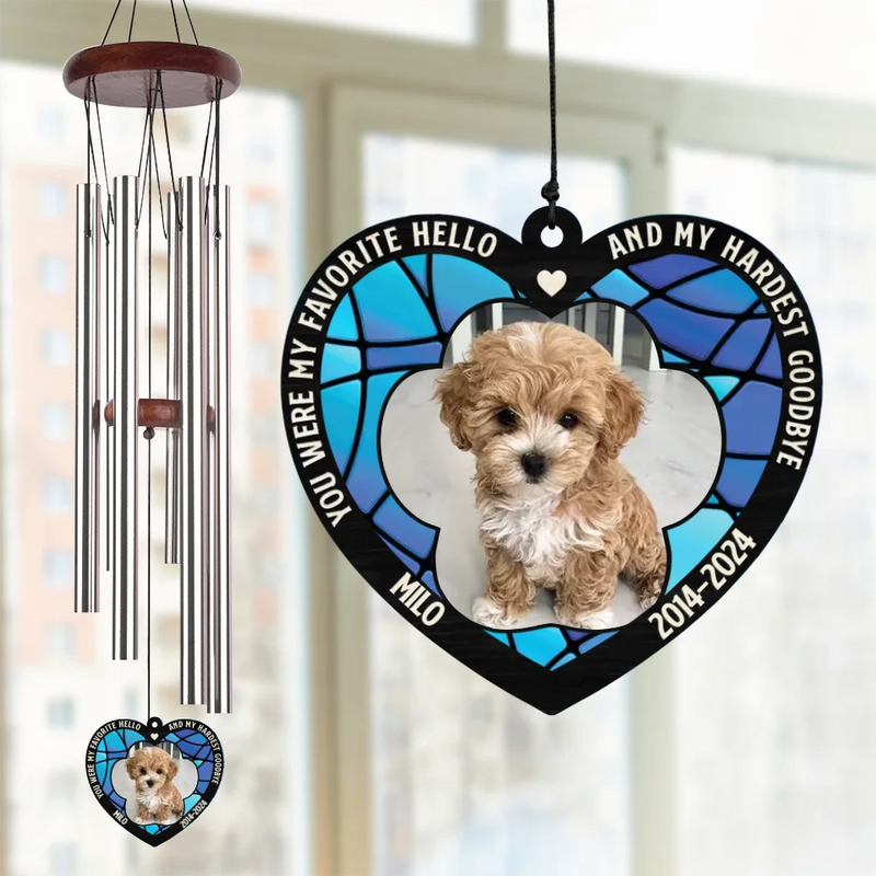 Custom Photo Forever In Our Hearts - Memorial Personalized Custom Wind Chime Suncatcher - Sympathy Gift, Christmas Gift For Pet Owners, Pet Lovers