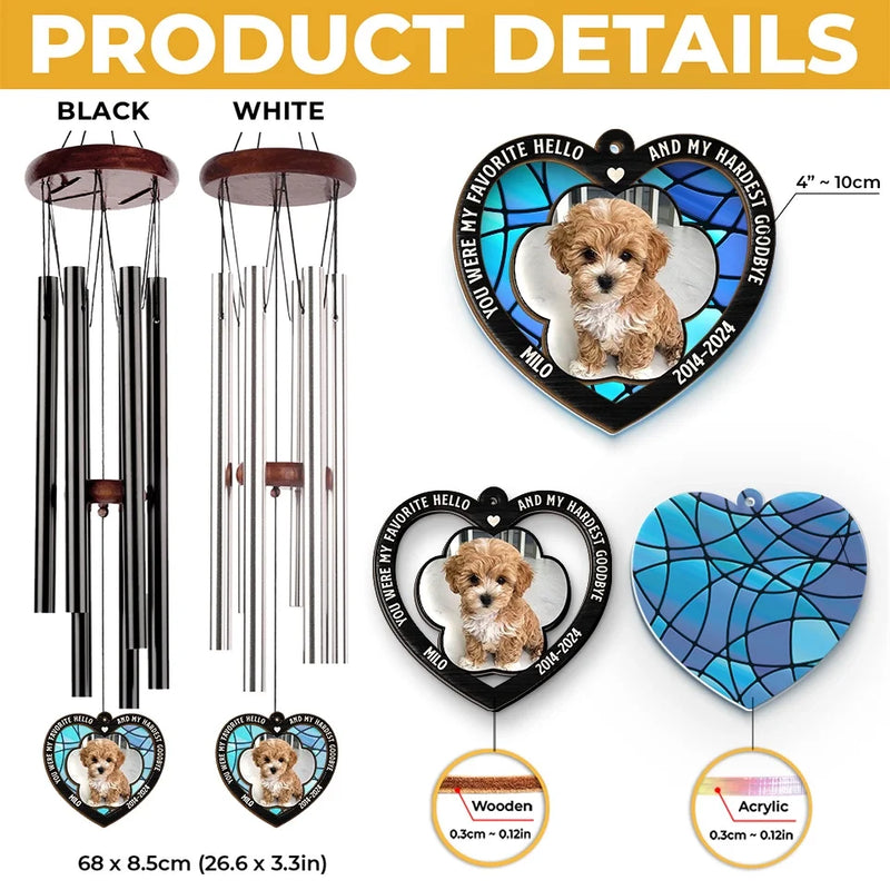 Custom Photo Forever In Our Hearts - Memorial Personalized Custom Wind Chime Suncatcher - Sympathy Gift, Christmas Gift For Pet Owners, Pet Lovers