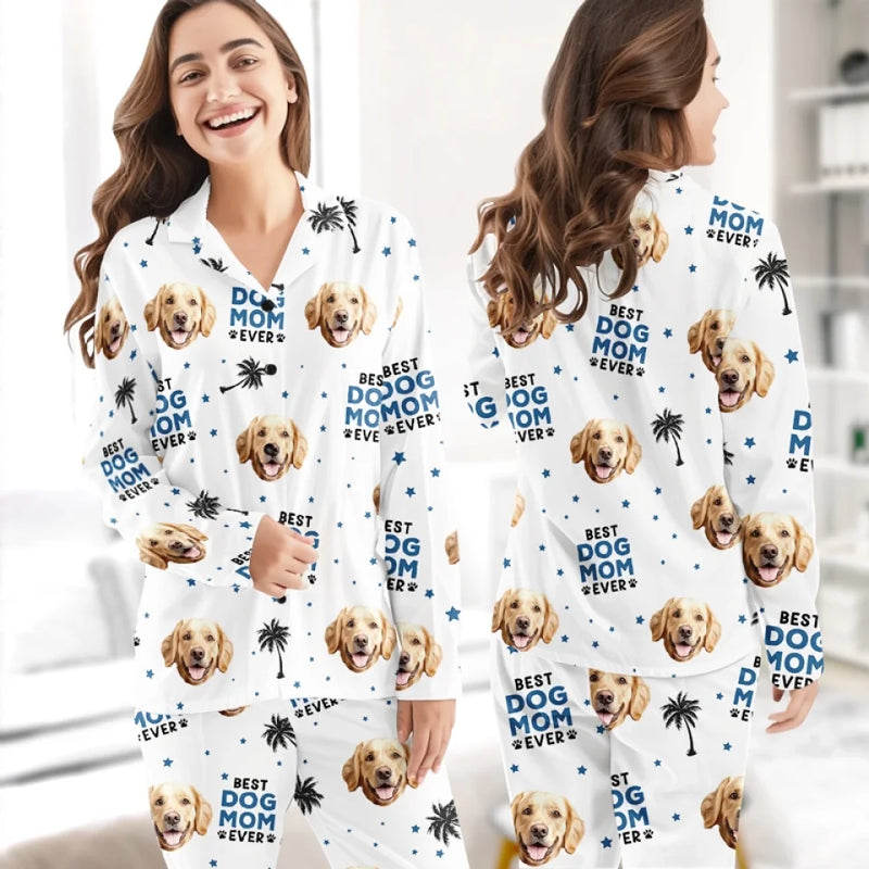 Custom Photo Best Dog Dad Ever - Dog & Cat Personalized Custom Pajamas - Christmas Gift For Pet Owners, Pet Lovers