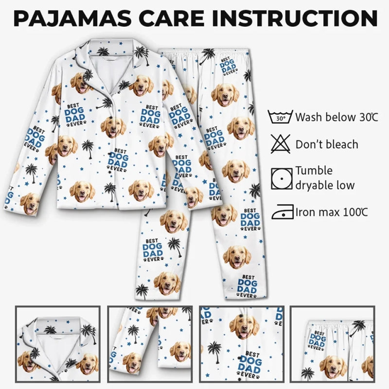 Custom Photo Best Dog Dad Ever - Dog & Cat Personalized Custom Pajamas - Christmas Gift For Pet Owners, Pet Lovers