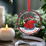 The Best Present Is Wrapped In My Arms - Couple Personalized Custom Circle Glass Ornament - Christmas Gift For Husband Wife, Anniversary