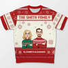 Family Love Grows Warmer At Christmas - Family Personalized Custom All Over Print Adult Short Sleeve Sweater - Christmas Gift For Family Members