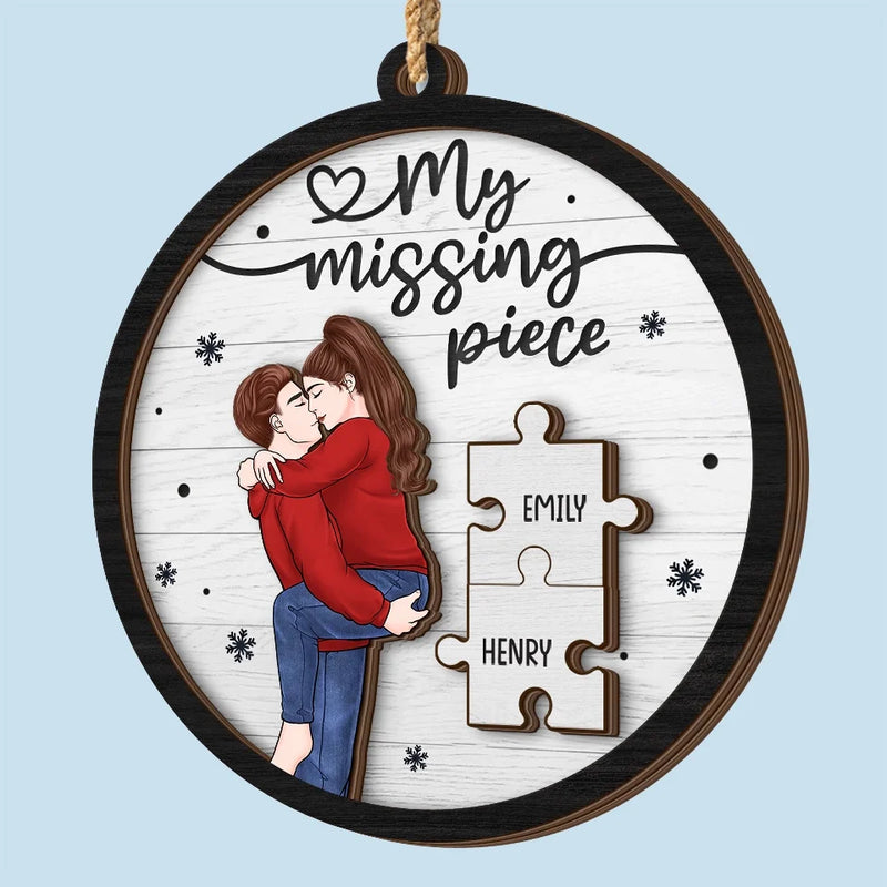 Custom Name Missing Piece Couple Gifts - Personalized 2 Layers Ornament