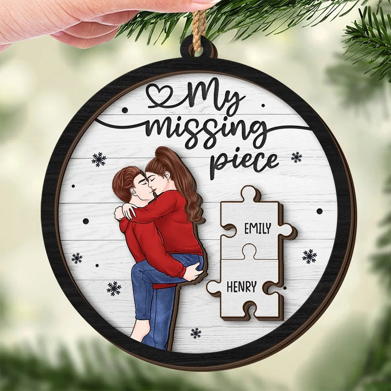 Custom Name Missing Piece Couple Gifts - Personalized 2 Layers Ornament
