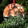Custom Photo First Christmas, Endless Love And Joy - Couple Personalized Custom Circle Glass Ornament - Christmas Gift For Husband Wife, Anniversary, First Christmas